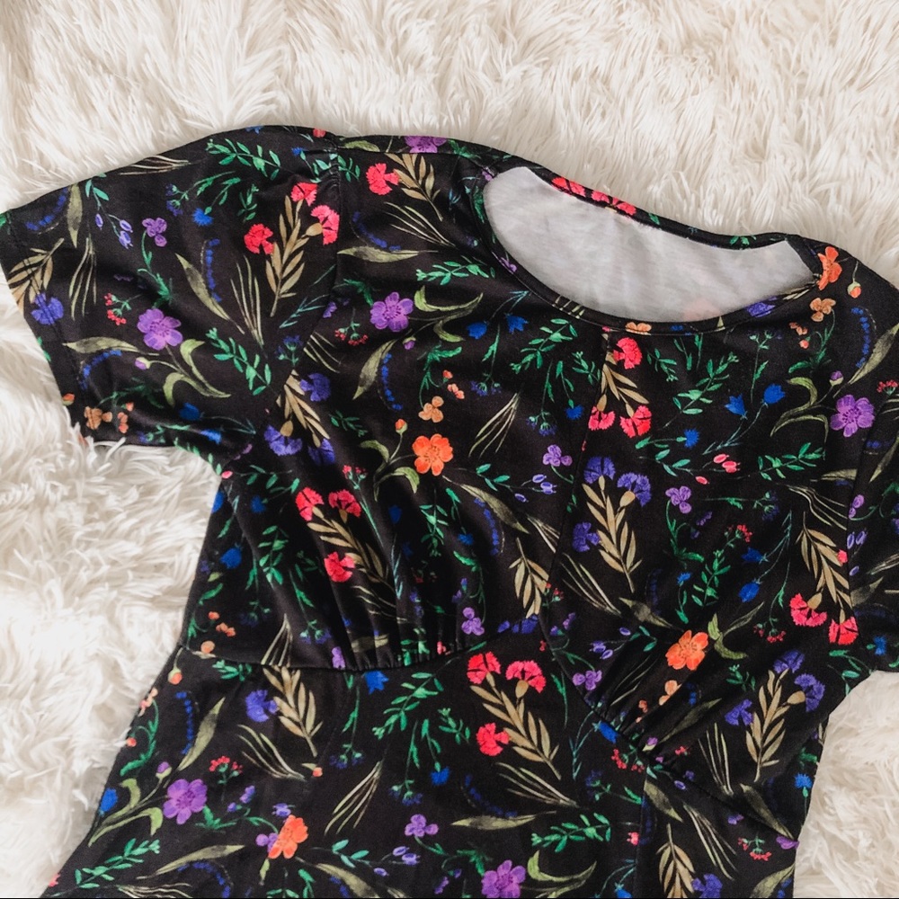 Black floral mini dress - final price drop!